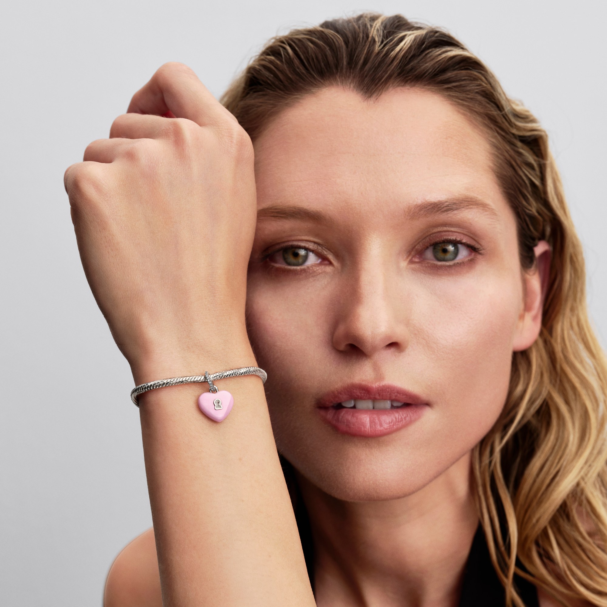 Pandora rosafarbenes Keramik Herzschloss - Charm Anhänger - Silber - Ceramic - Zirkonia - Pink – Ansicht 5
