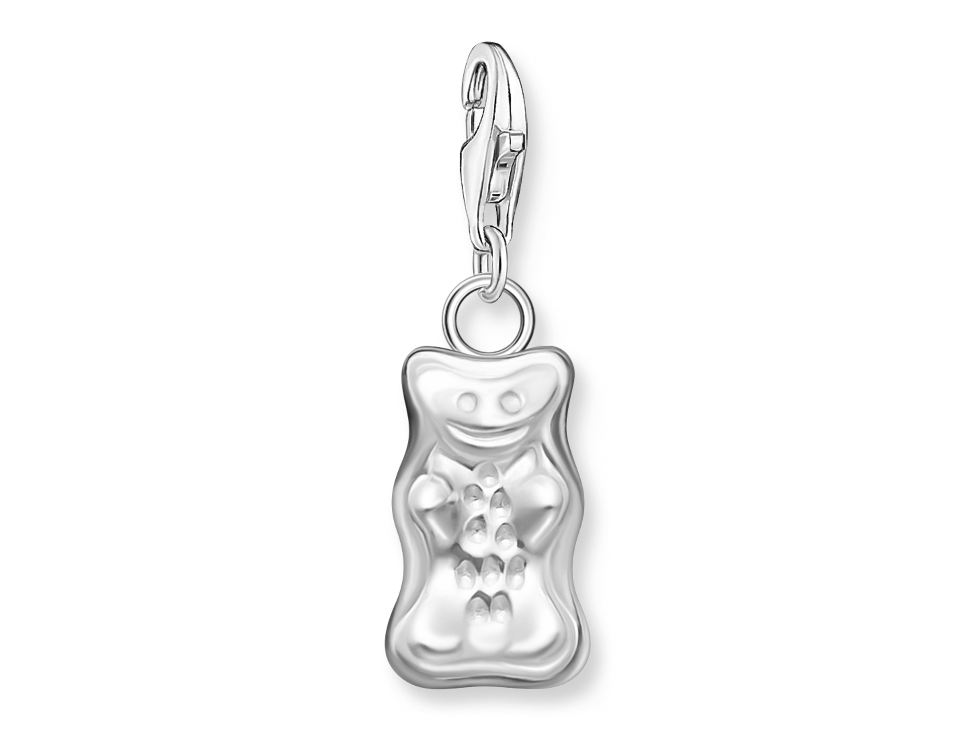 Charm-Anhänger in Form eines Gummibärchens aus Silber von Thomas Sabo, inspiriert von HARIBO, mit feinen Details und einem praktischen Karabiner. Ideal für persönliche Schmuckstücke.