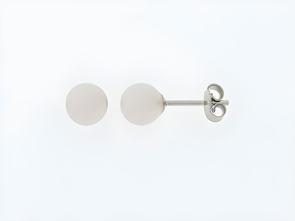 Silber Ohrringe mit Kugel aus Rosenquarz, zeitloses Design, Stecker-Form, Hersteller Juwelier Harnisch, ideal für jeden Anlass und schlichte Eleganz.