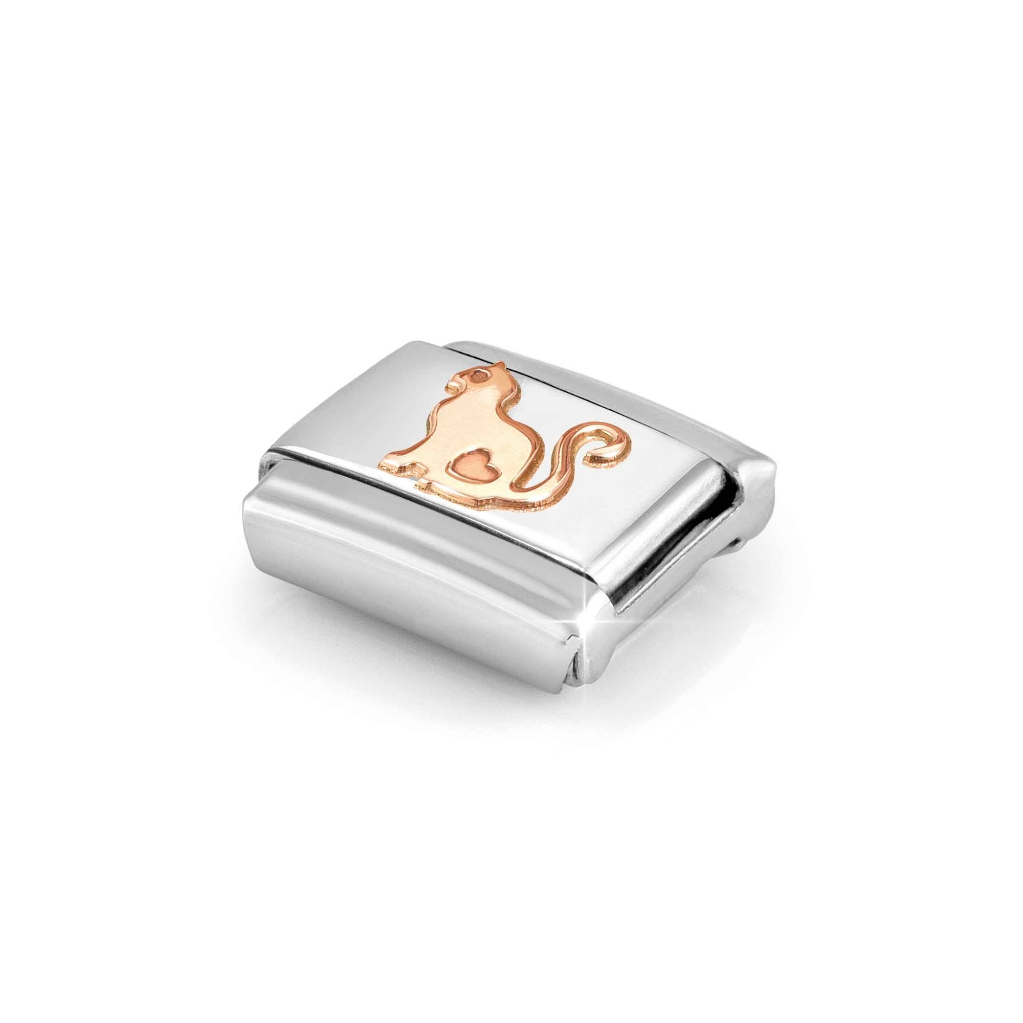 Nomination Composable Classic Charm Katze mit Herz - Edelstahl, Gold 375 Roségold – Ansicht 4