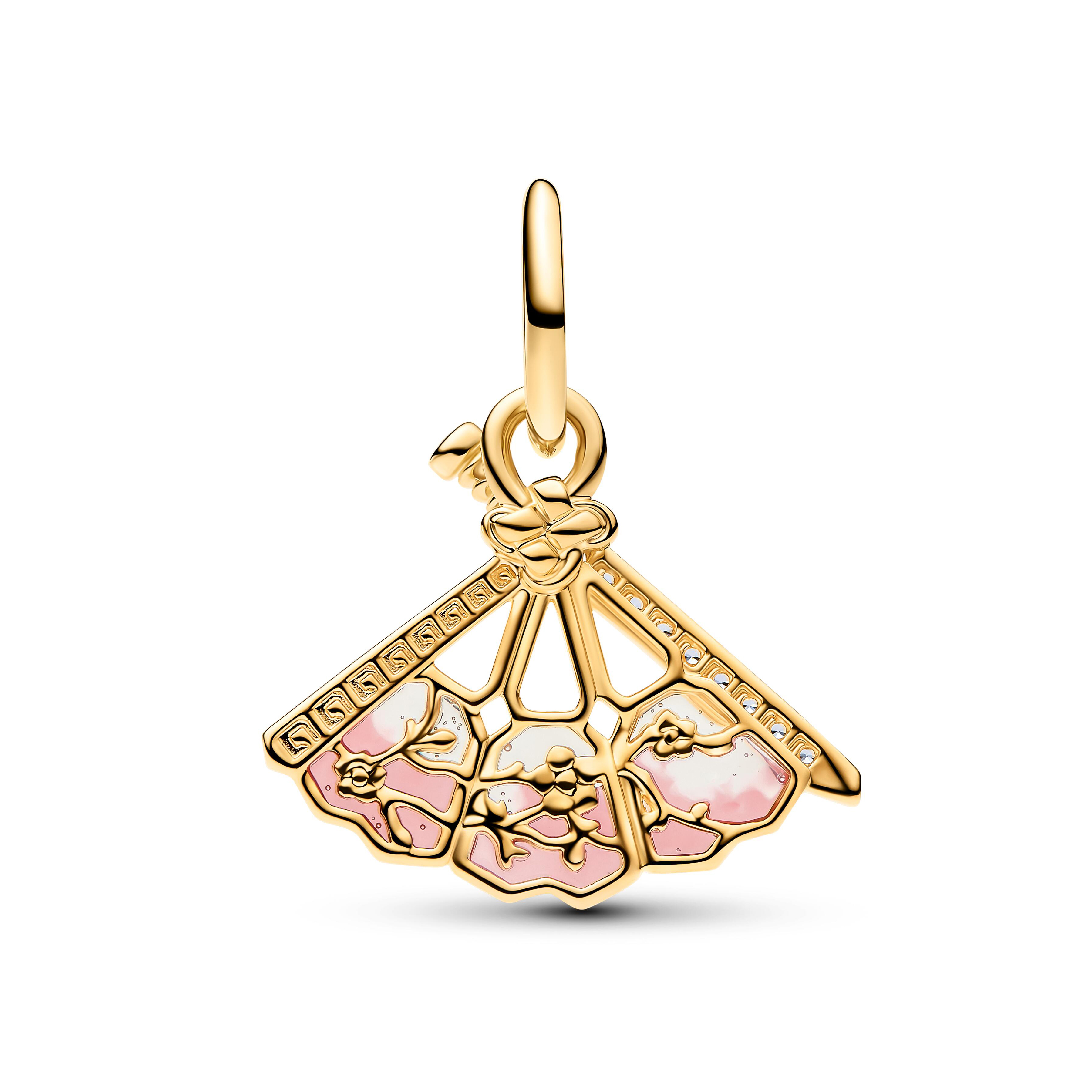 Pandora Disney - Hänge-Charm Mulan Fächer - Gelbgold Vergoldung – Ansicht 2