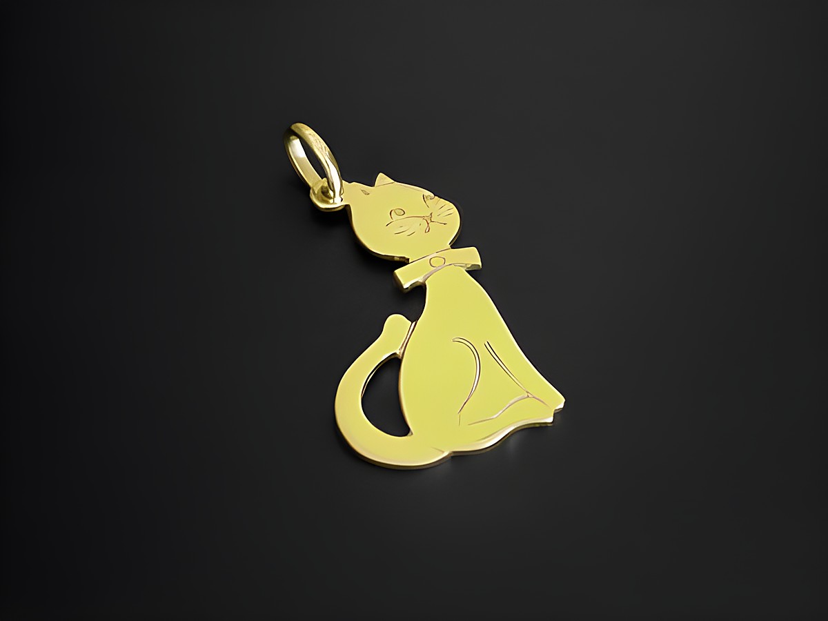 Gold Anhänger in Form einer Katze, zauberhaft gestaltet aus 333 Gold, Hersteller: Juwelier Harnisch, ideal für Tierliebhaber.