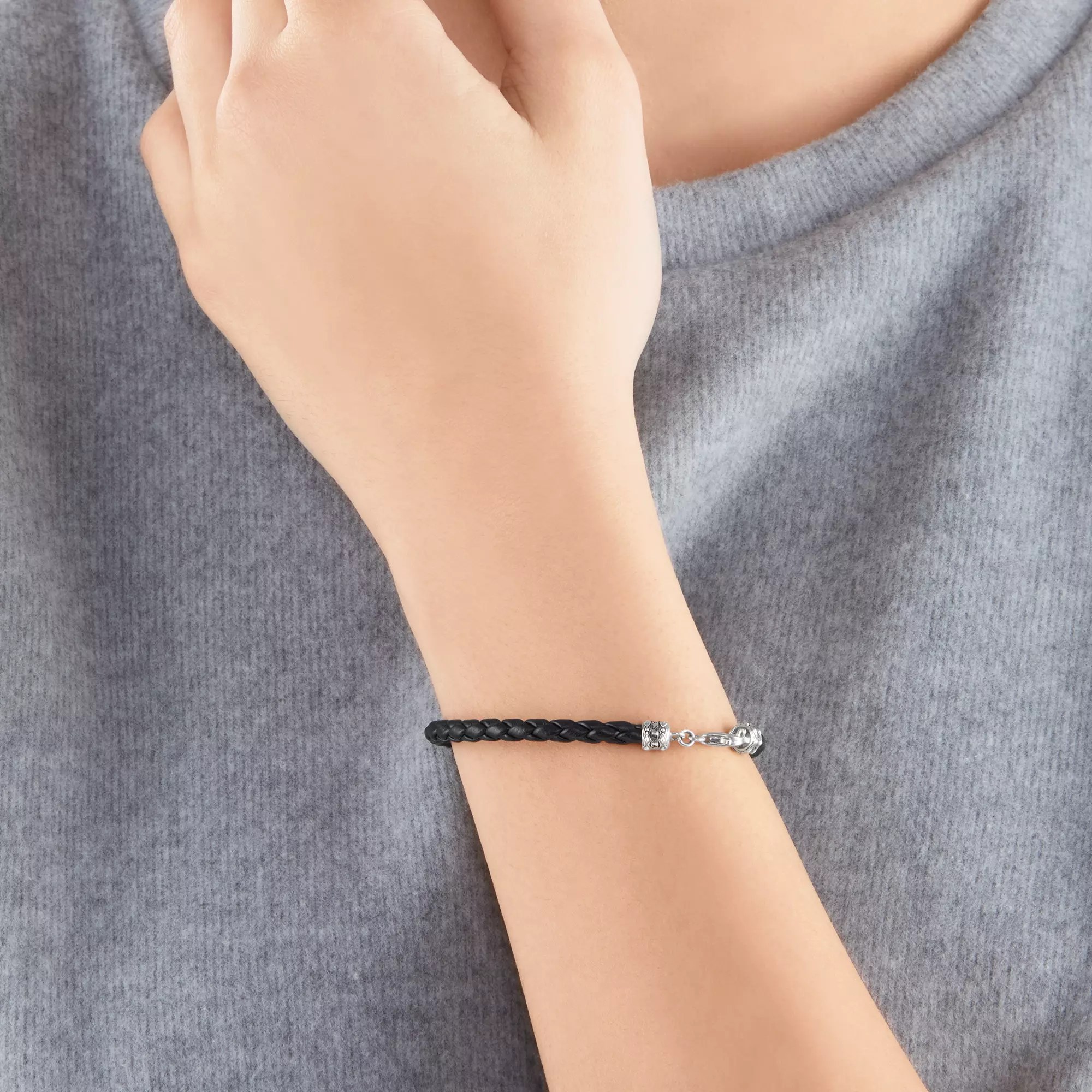 Thomas Sabo Armband - Kordel - Sterling Silber - geschw. + Leder schwarz 17 cm – Ansicht 2