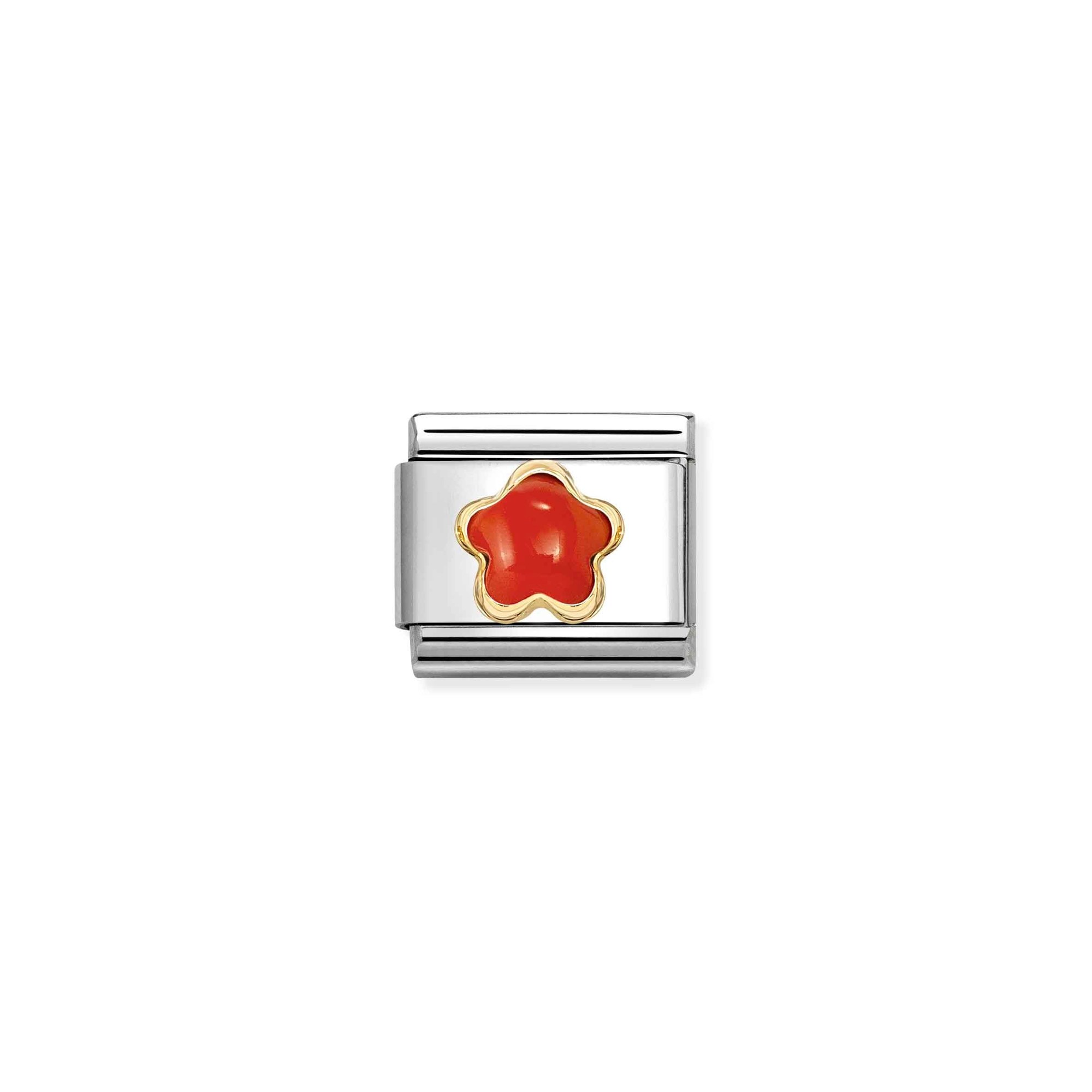 Nomination Composable Classic Charm Blüte Koralle rot - Edelstahl, Gold 750 Gelbgold – Ansicht 2