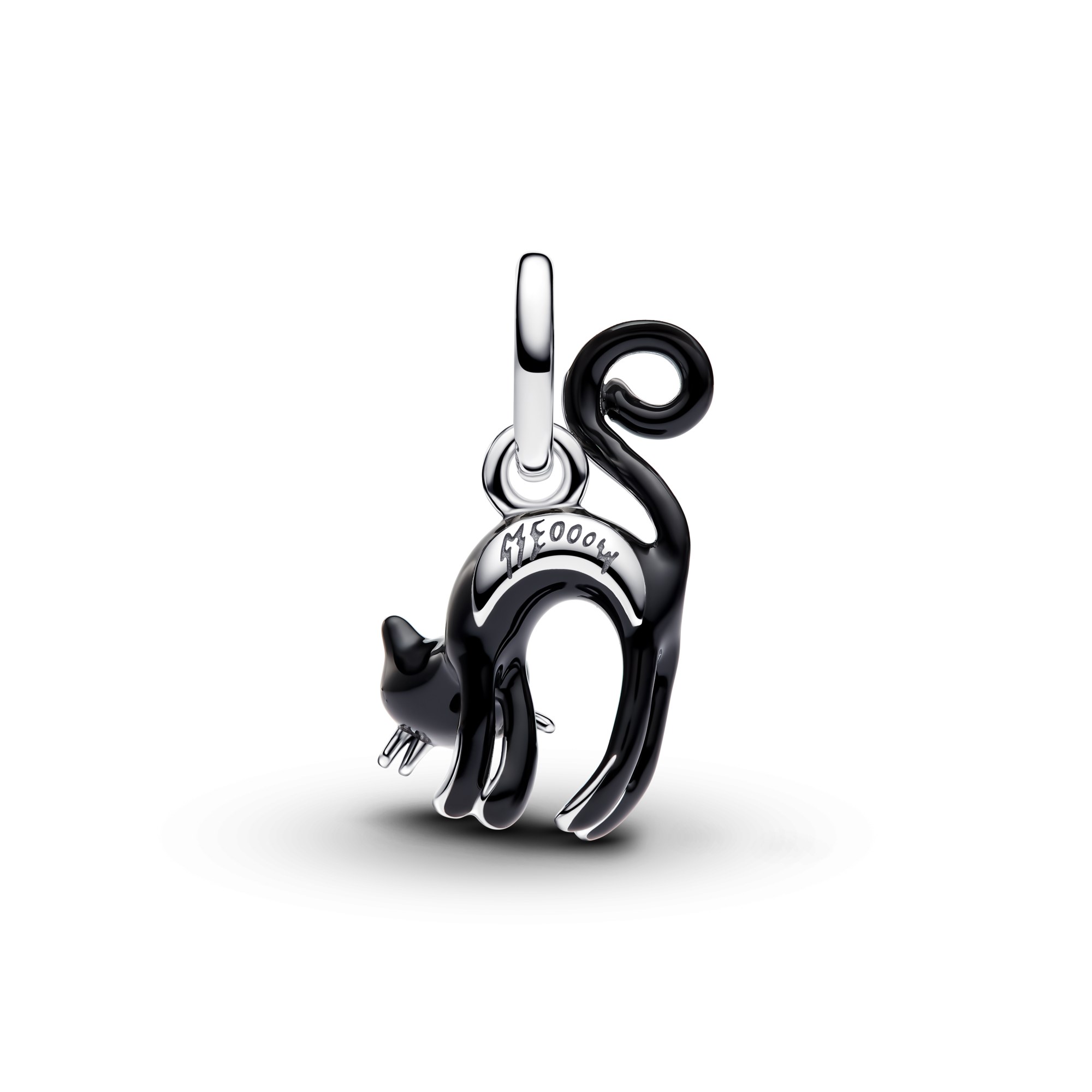 Pandora Schwarze Katze Charm-Anhänger - Sterling Silber - Emaille Schwarz – Ansicht 2