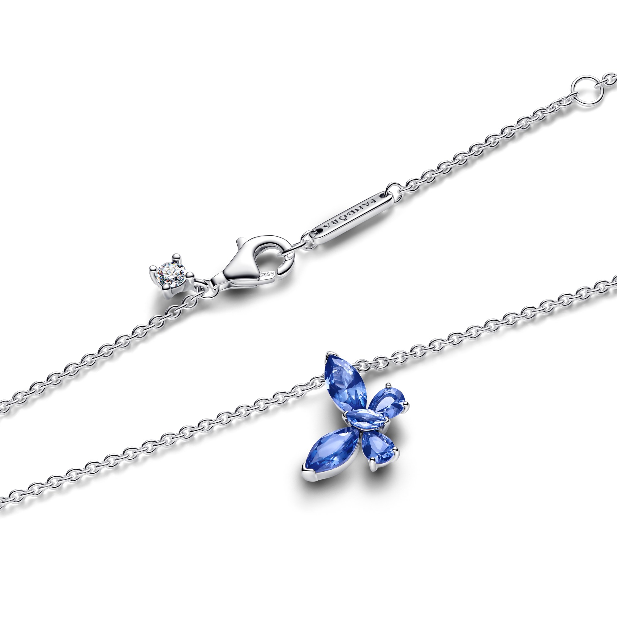 Pandora Schmetterling Anhänger Halskette - Sterling Silber - Steinmix Blau - 45 cm – Ansicht 4