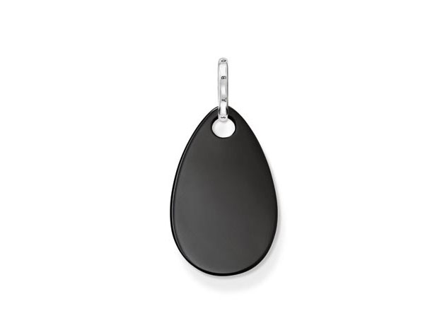 Ein eleganter Thomas Sabo Anhänger PE537-024-11 in Silber mit einem schwarzen Onyx in Tropfen-Scheibenform, ideal für stilvolle Schmuckkombinationen.