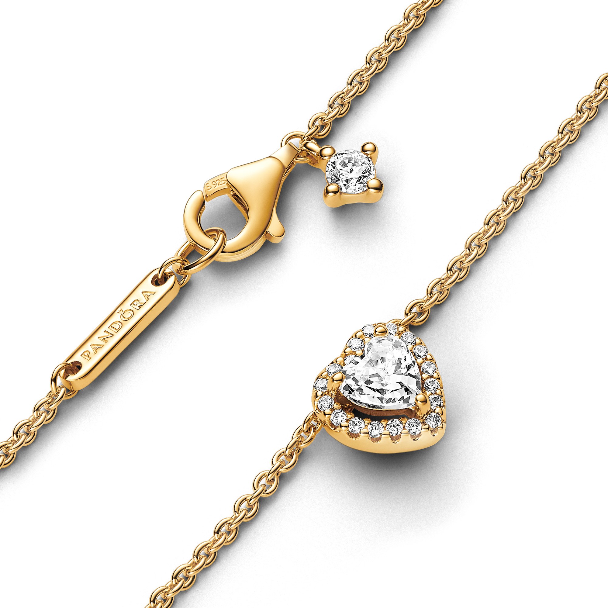 Pandora Funkelndes Herz Collier-Halskette - Gelbgold verg. - Zirkonia klar - 45 cm Ansicht 3 – Ansicht 3