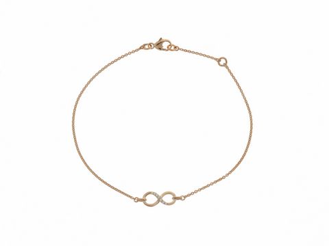 Armband Unendlich Zeichen Silber rosé vergoldet bezaubernd 19,5 cm Hersteller Juwelier Harnisch mit Stein elegante und zeitlose Schmuckstück für jeden Anlass.