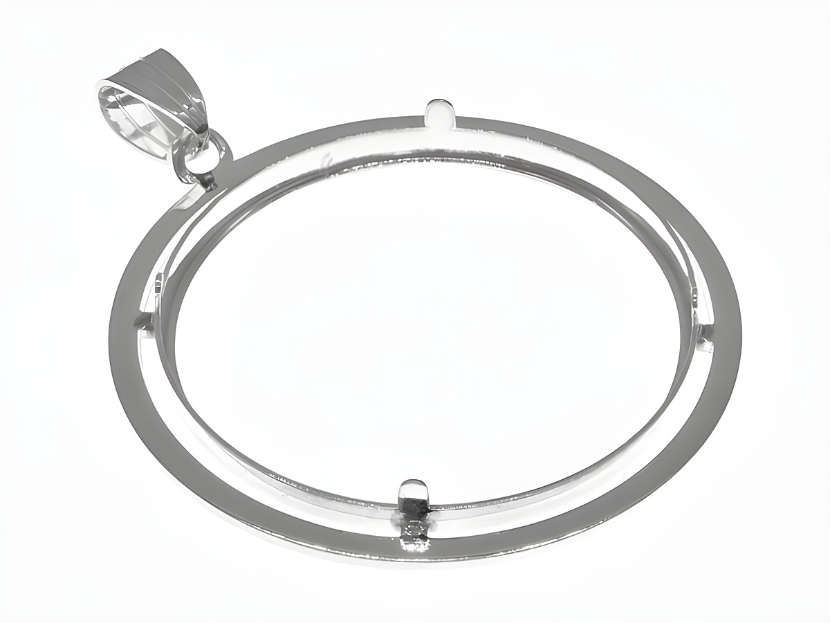 Münzfassung Anhänger aus 925 Sterling Silber, Diamantschliff, für Münzen mit maximal 34 mm Durchmesser, geeignet für Münzen bis 3,5 cm, Hersteller Juwelier Harnisch. – Ansicht 3