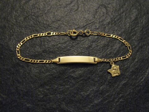 Gold Gravur Armband mit einem Schutzengel, bis 16 cm, hochwertiges Gravurarmband, Hersteller Juwelier Harnisch, elegantes Design für persönliche Gravuren.