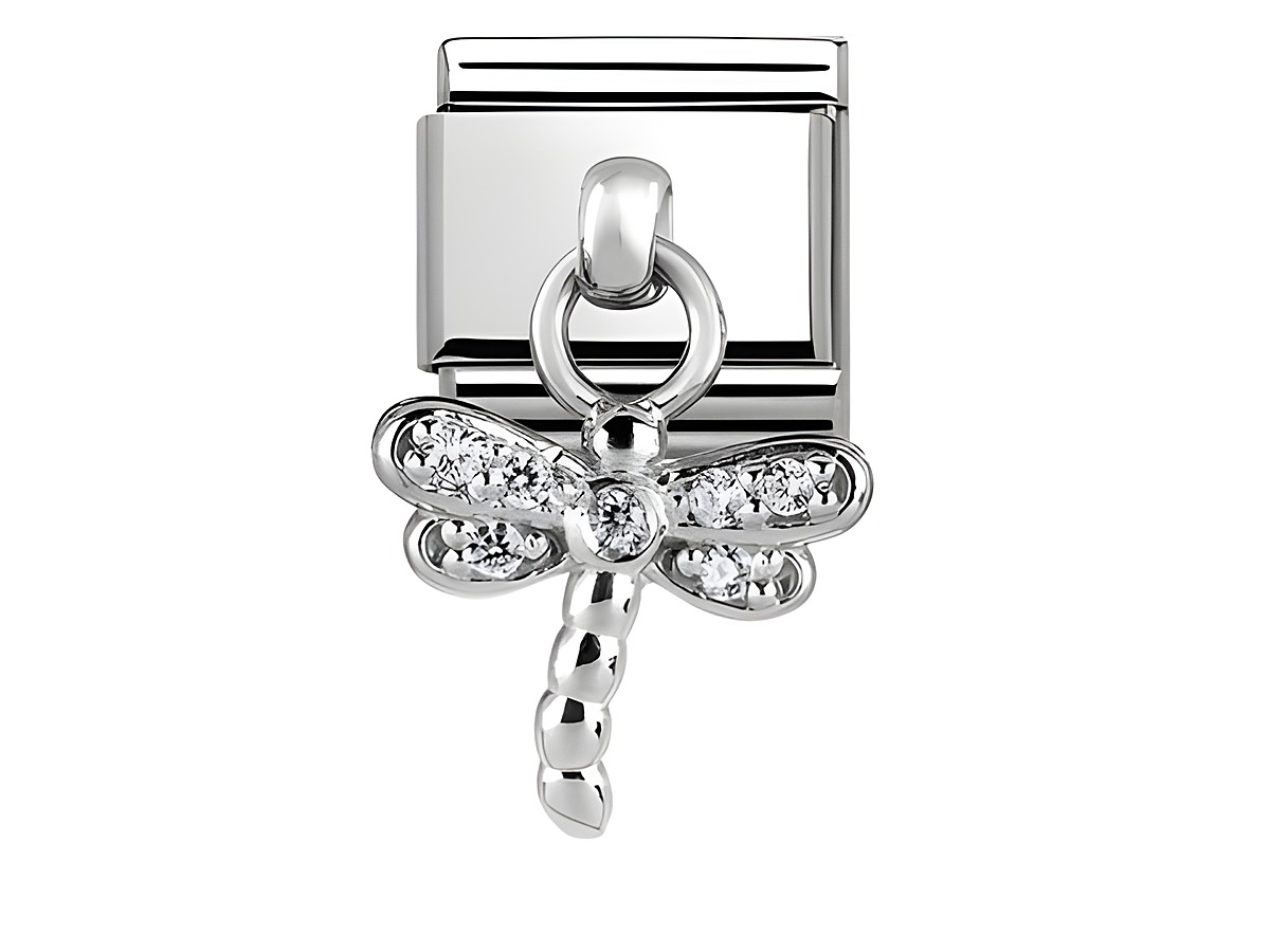 Classic Charms Libelle aus Silber mit Zirkonia, filigranes Design mit einem Anhänger in Form einer Libelle, ideal für Schmuckliebhaber und als persönliches Geschenk geeignet.