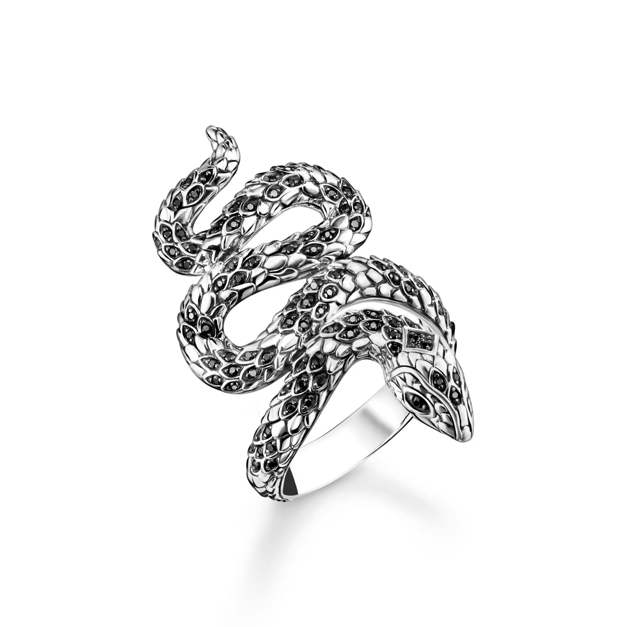 Thomas Sabo Ring geschwärzt Schlange – Silber – Zirkonia – große Schlange