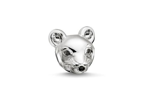 Silberne Maus aus Kaltemail mit polierten Zirkonia, gefertigt von Thomas Sabo, Modell K0166-041-12, ideal für Karma Beads Schmuck.