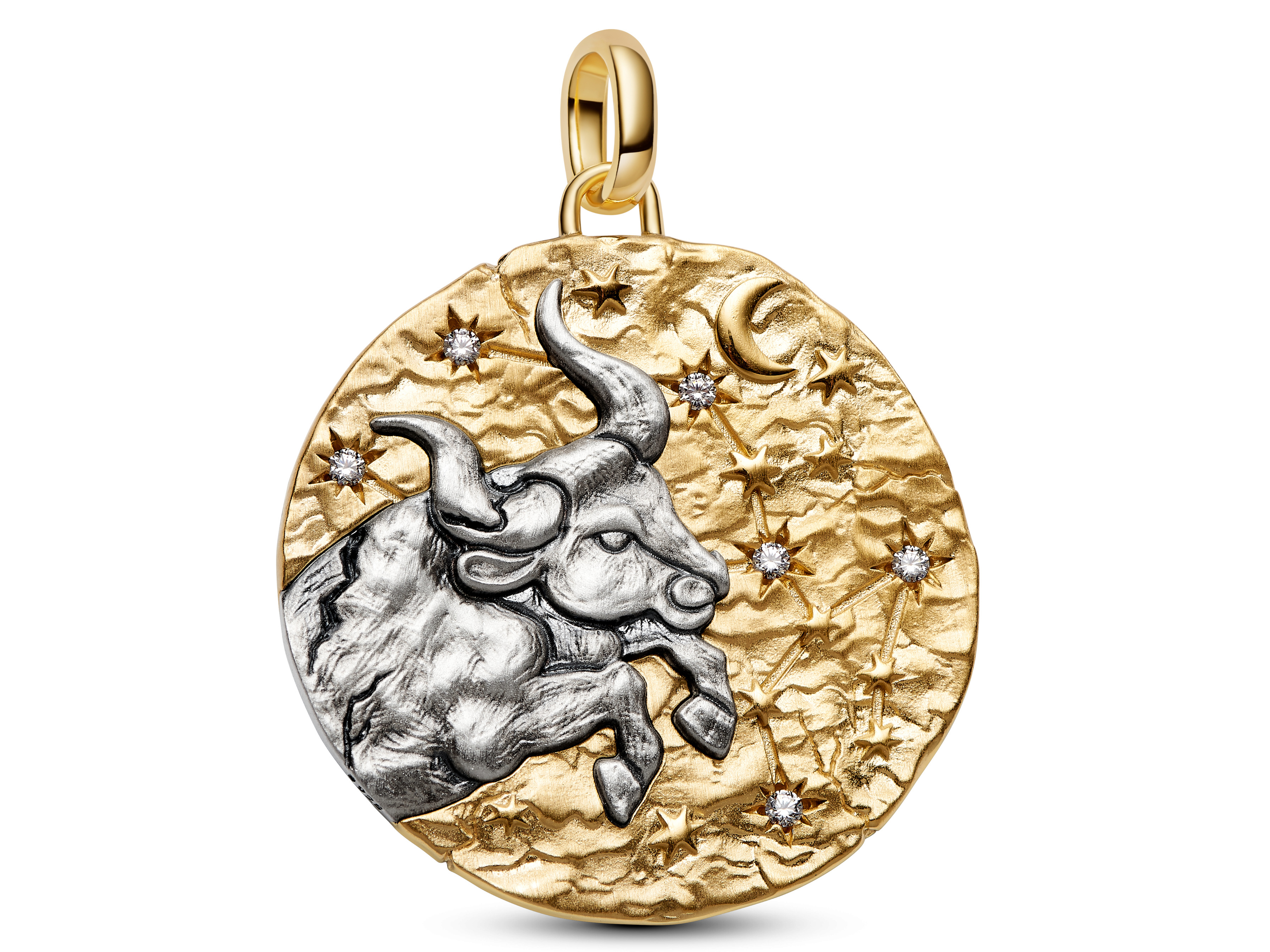 Pandora ME 764998C01 - Sternzeichen Stier - gr. Anhänger-Charm - Sterling Silber & Gelbgold Vergoldung - 28 mm