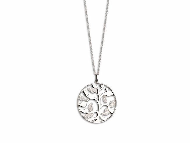 Xenox Sterling Silber Kette XS2939 mit einem Anhänger in Form des Lebensbaums, filigran gearbeitet, mit einem eleganten Kettendesign für einen stilvollen Look.