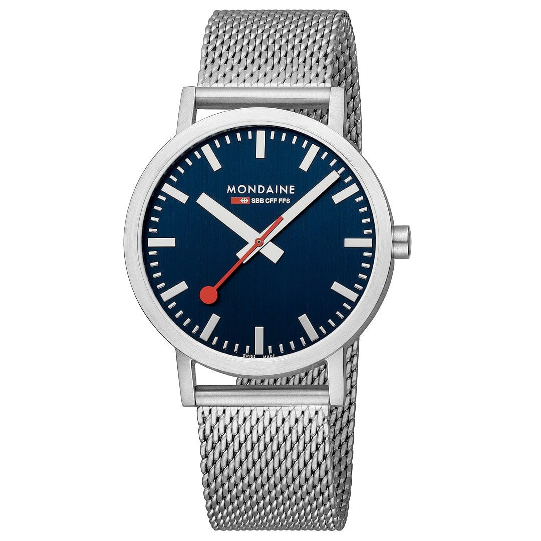 Mondaine Uhr Classic - 40 mm - Ziffernblatt Ozeanblau – Ansicht 4