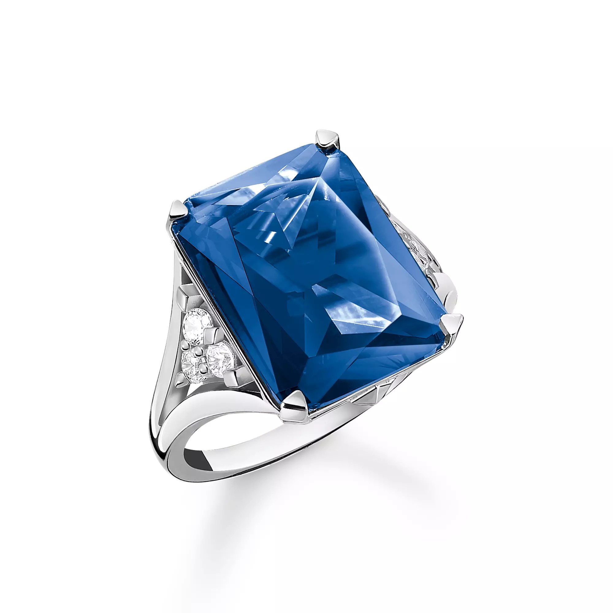 Thomas Sabo Ring mit blauen und weißen Steinen Silber – Zirkonia – 16 mm hoch