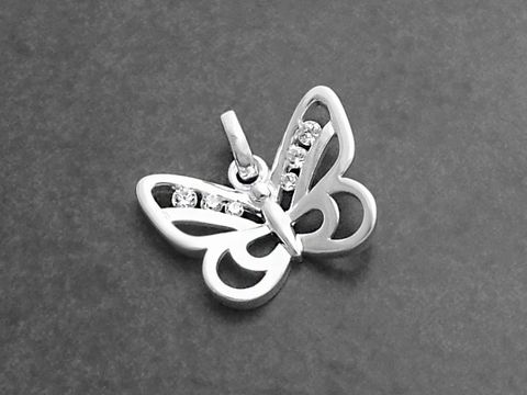 Schmetterling Sterling Silber Anhänger mit Zirkonia von Juwelier Harnisch, stilvolles Schmuckstück in Form eines Schmetterlings, elegante Details und glänzende Steine, ideal für Tierliebhaber.