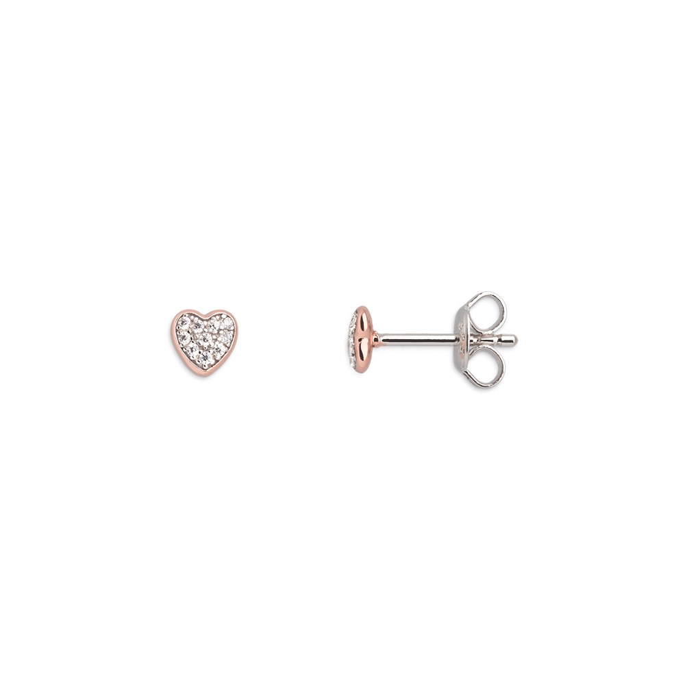 XENOX Sterling Silber Ohrringe XS3737RN - LOVE STORY-OS - Roségold vergoldet - Herz – Ansicht 2