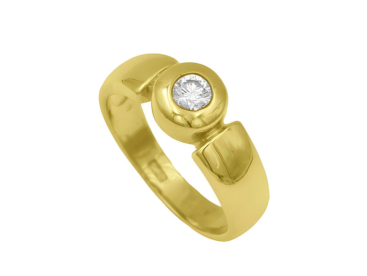 Gelbgold Ring als Hingucker aus Gelbgold 585, besetzt mit einem Diamanten von 0,25 ct w-si, in Größe 55, Hersteller Juwelier Harnisch, bis Größe 54/17,5.