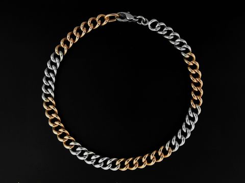 Weiß- und Roségold Armband Panzer bicolor xx cm 585 Gold, Hersteller Juwelier Harnisch, hochwertiges Design mit glitzerndem, zweifarbigen Look für einen eleganten Stil.