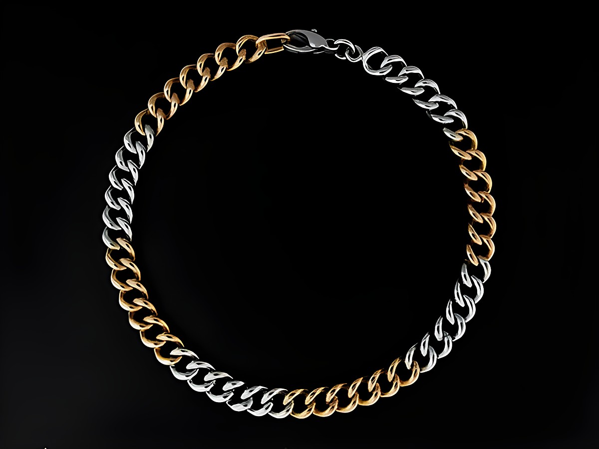 Weiß- und Roségold Armband Panzer bicolor xx cm 585 Gold, Hersteller Juwelier Harnisch, hochwertiges Design mit glitzerndem, zweifarbigen Look für einen eleganten Stil.