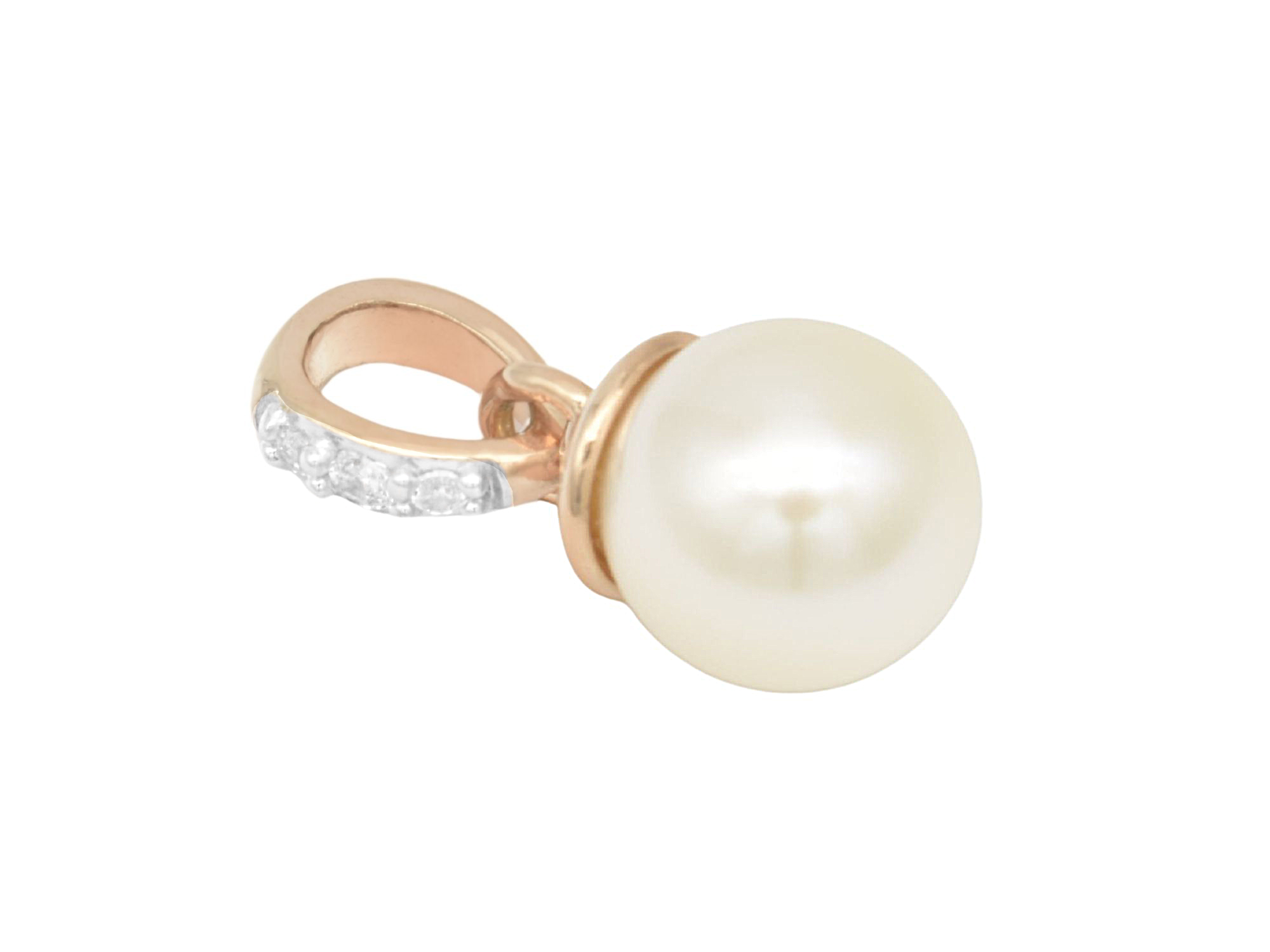 Anhänger Perle glanzvoll - Sterling Silber Roségold Verg. - Zirkonia + Zuchtperle