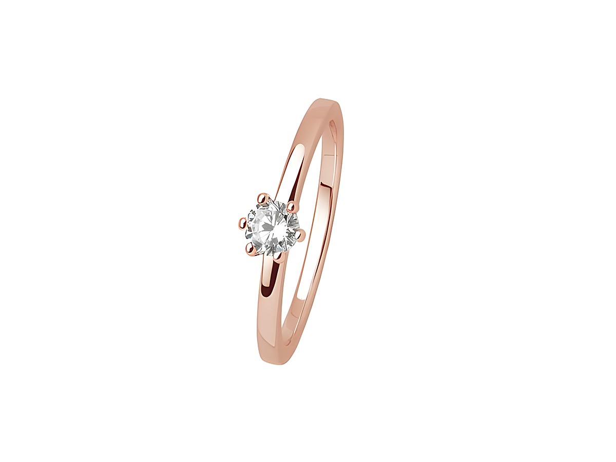 Zierlicher Xenox Sterling Silber Ring in Krappe Rosè mit einem funkelnden Stein, Roségold vergoldet, Größe 54. Ideal für elegante Anlässe.