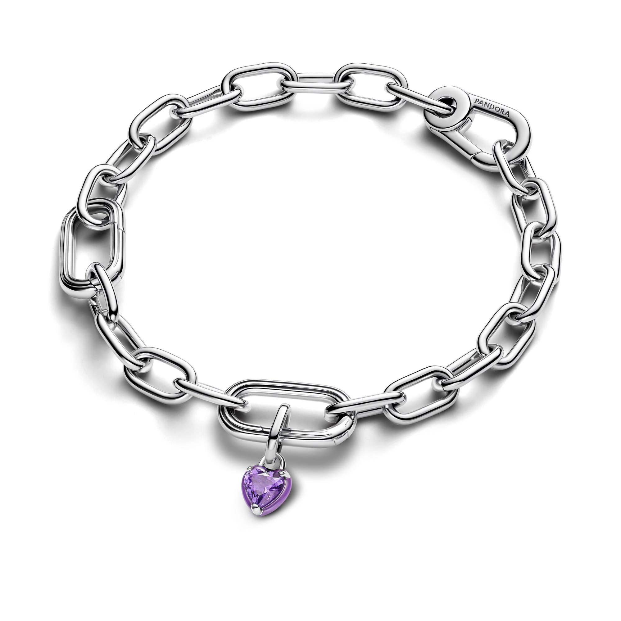 Pandora ME Violettes Chakra-Herz Mini-Charm-Anhänger - Sterling Silber - Zirkonia + Emaille Lila – Ansicht 4