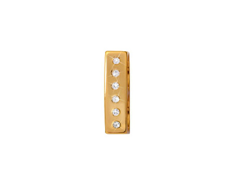 Doppel-Charm Sapp von Endless in Gold auf Silber mit fünf funkelnden klaren Steinen, elegantes Design für stilvolle Schmuckstücke.