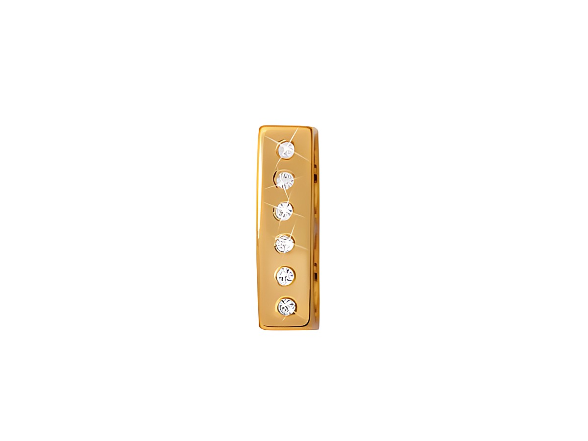 Doppel-Charm Sapp von Endless in Gold auf Silber mit fünf funkelnden klaren Steinen, elegantes Design für stilvolle Schmuckstücke.