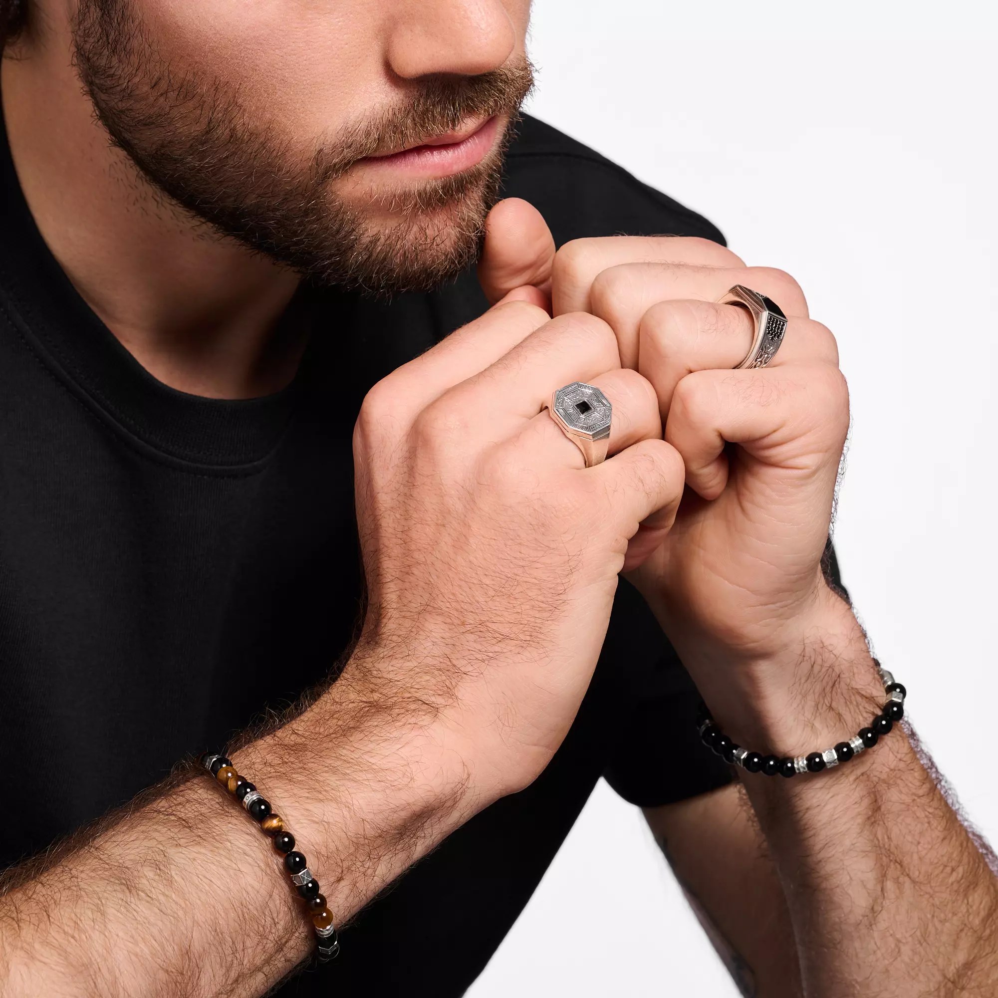Thomas Sabo Ring - Silber geschw. + Achat - schwarz - Oktagon – Ansicht 2