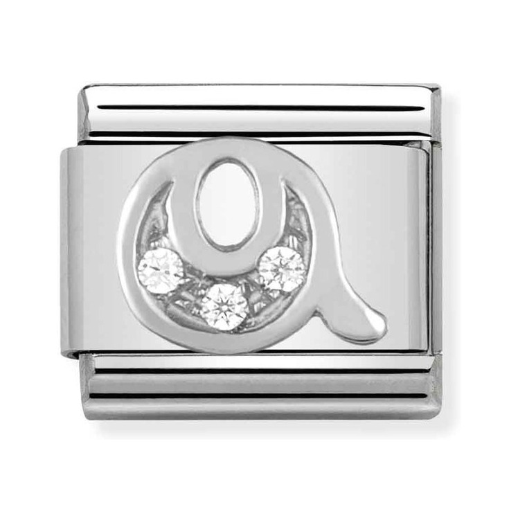 Nomination Composable Classic Charm Buchstabe Q - Edelstahl, Sterling Silber, Zirkonia