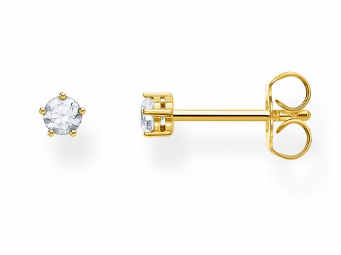 Ohrringe aus Silber und Gelbgold von Thomas Sabo mit klaren Zirkonia-Steinen, Teil der Charming Collection, eleganter Ohrstecker im zeitlosen Design.