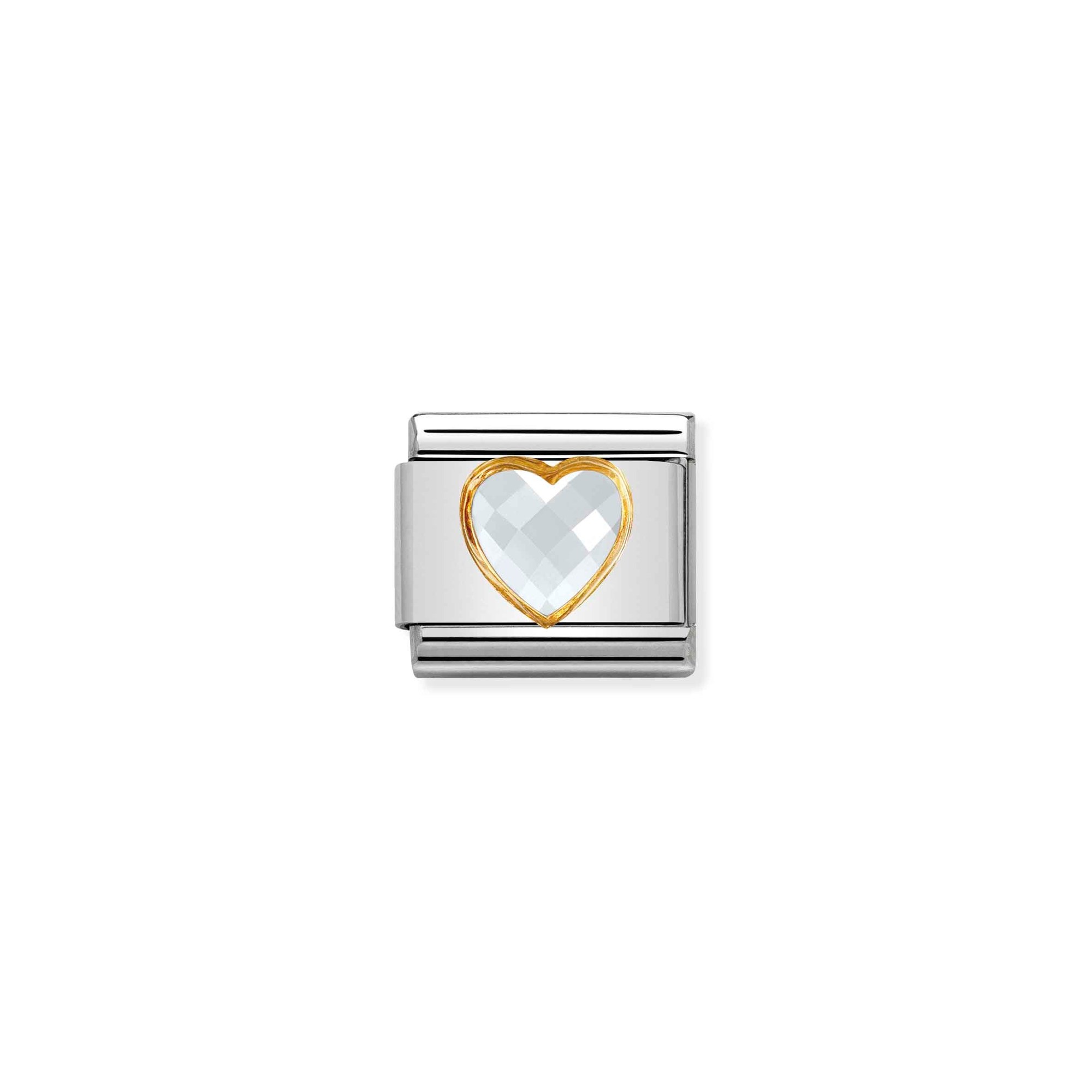 Nomination Composable Classic Charm Herz Zirkonia weiß - Edelstahl, Gold 750 Gelbgold
