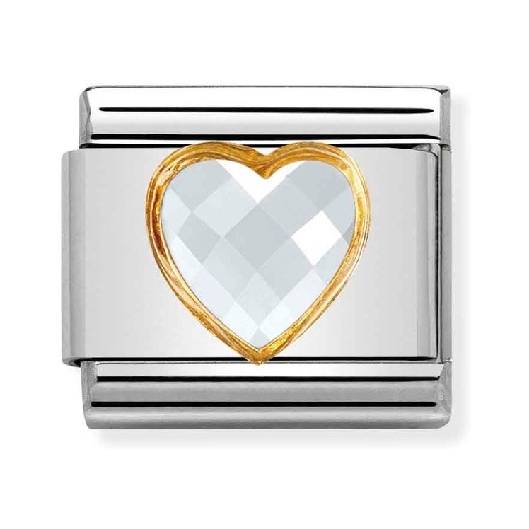 Nomination Composable Classic Charm Herz Zirkonia weiß - Edelstahl, Gold 750 Gelbgold