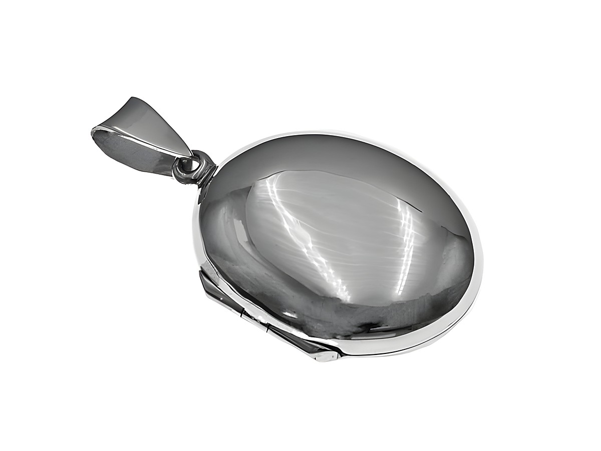 Oval Sterling Silber Medaillon mit einem Durchmesser von 29 mm vom Hersteller Juwelier Harnisch, glänzende Oberfläche und praktische Öffnung, ideal für persönliche Erinnerungen.