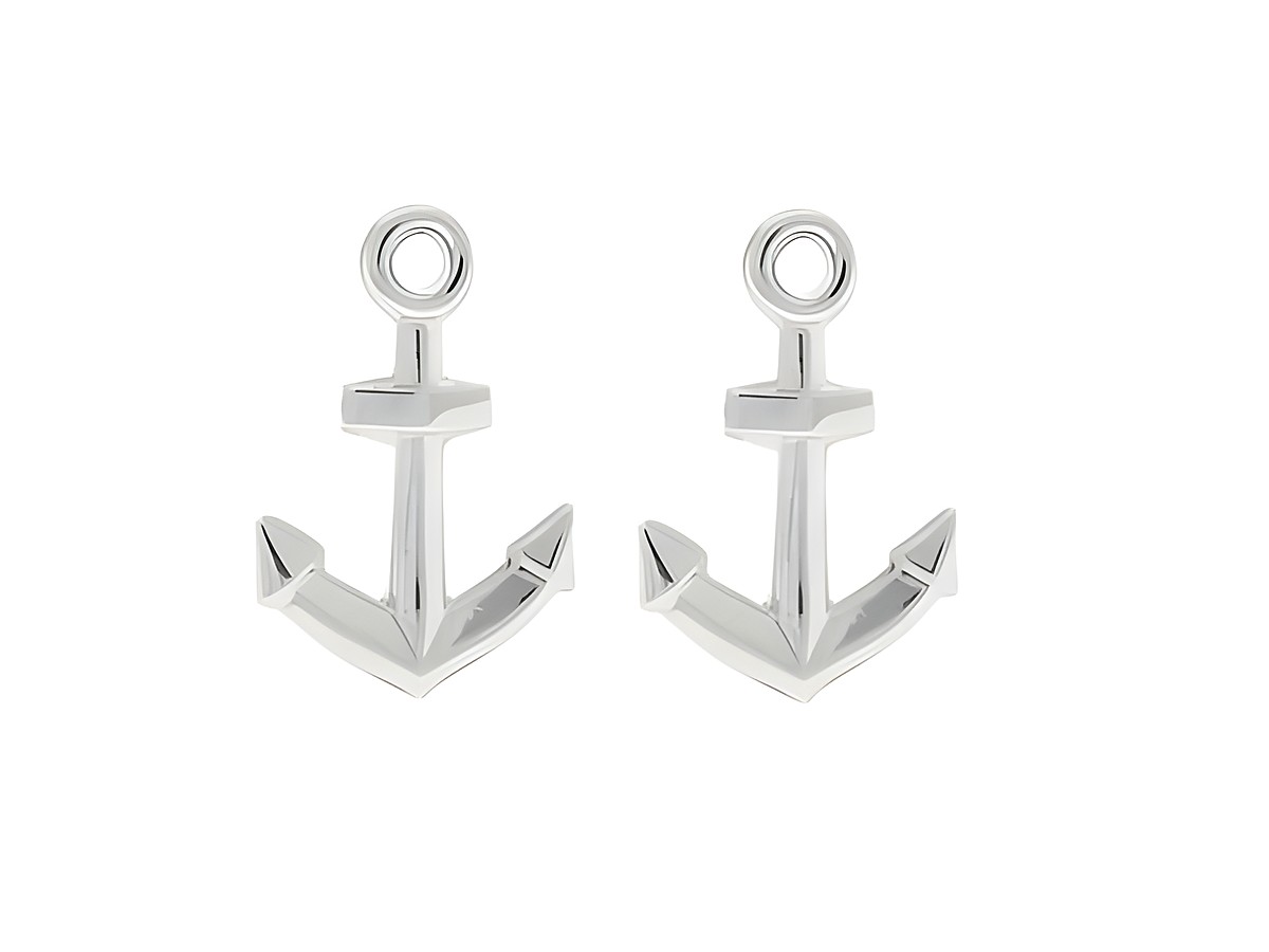Ohrringe Stecker Anker Silber rhodiniert traumhaft vom Hersteller Juwelier Harnisch, Ohrstecker ohne Stein in ansprechendem Design. Ideal für maritime Liebhaber.