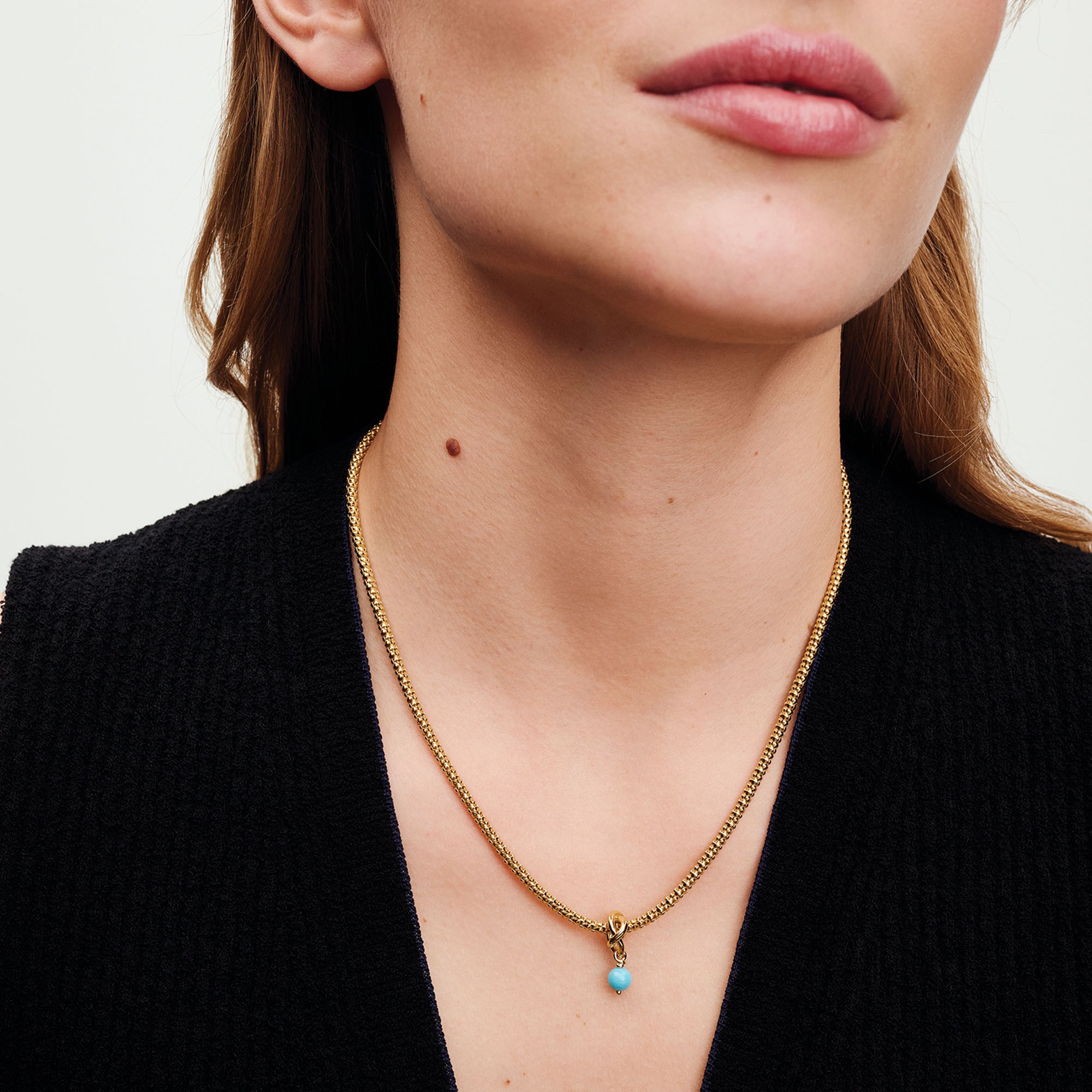 Pandora Monatsstein - Dezember - Kristall Türkis-Blau - Gelbgold vergoldet – Ansicht 5