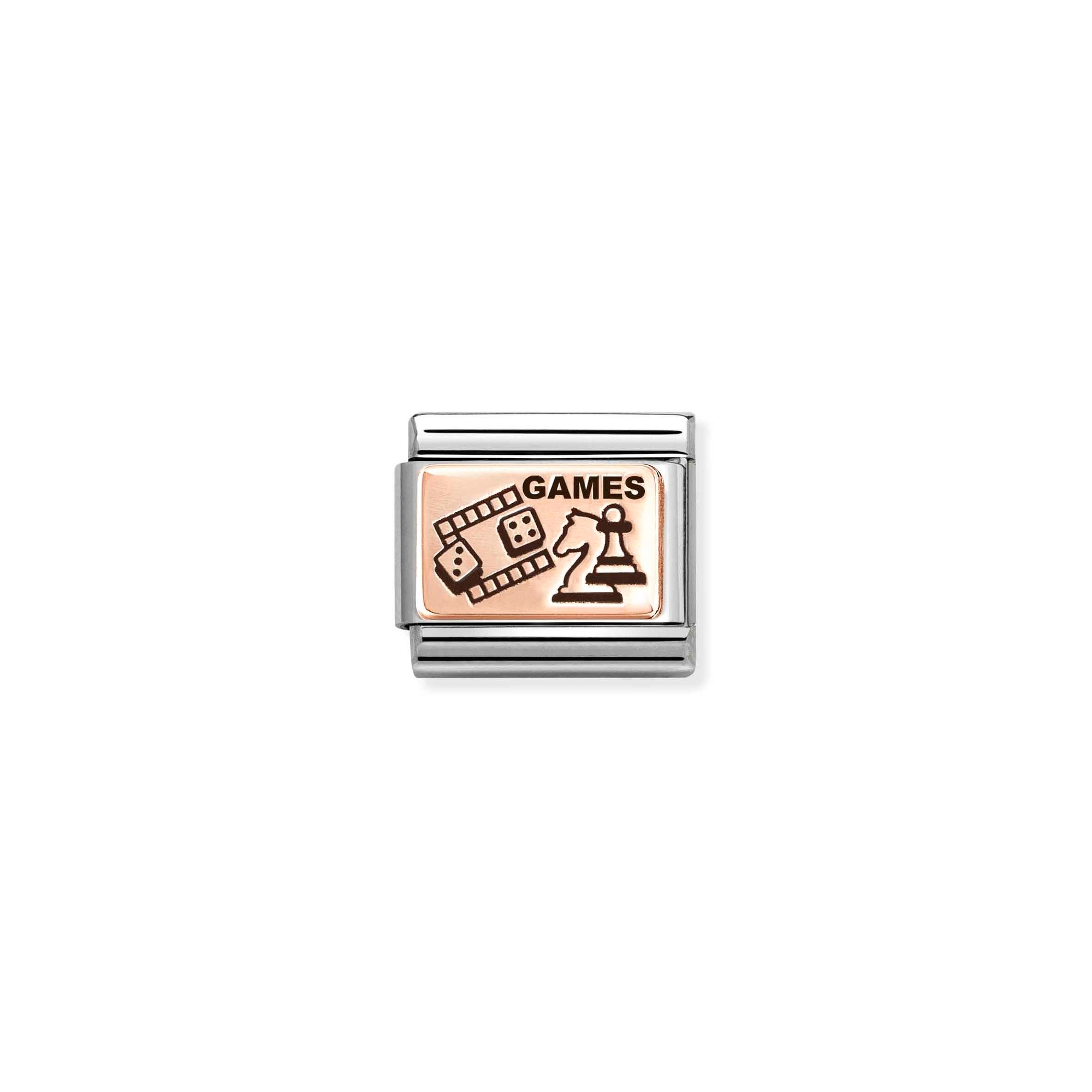Nomination Composable Classic Charm Brettspiel Games - Edelstahl, Gold 375 Roségold