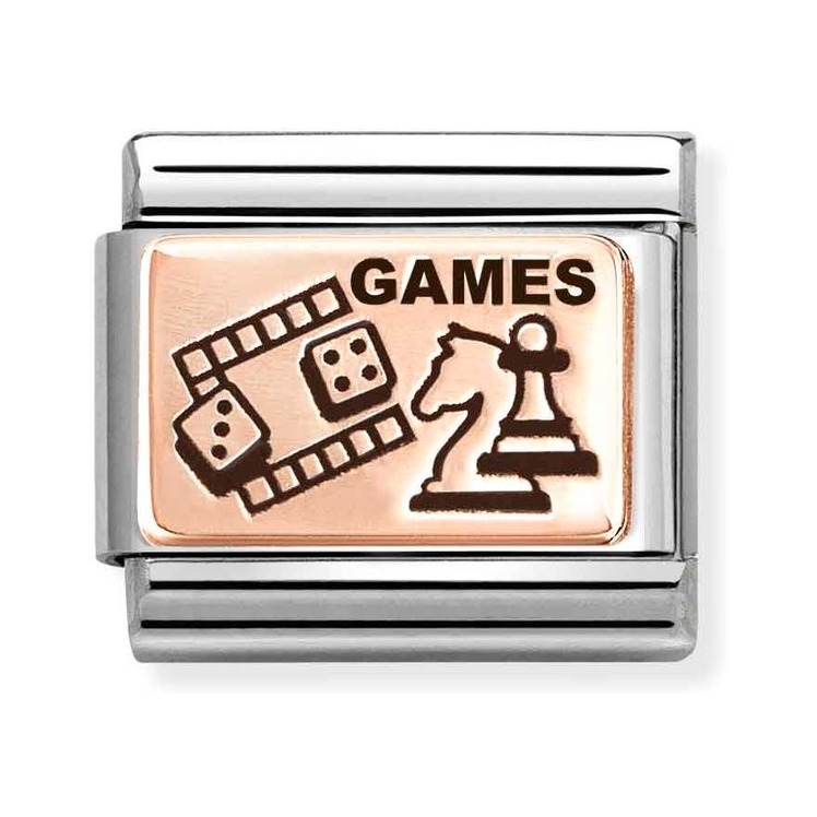 Nomination Composable Classic Charm Brettspiel Games - Edelstahl, Gold 375 Roségold