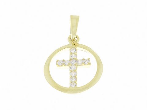 Anhänger Kreuz mit Kreuz in Silber, verziert mit strahlenden Zirkonia-Steinen, Hersteller: Juwelier Harnisch, mit Stein.
