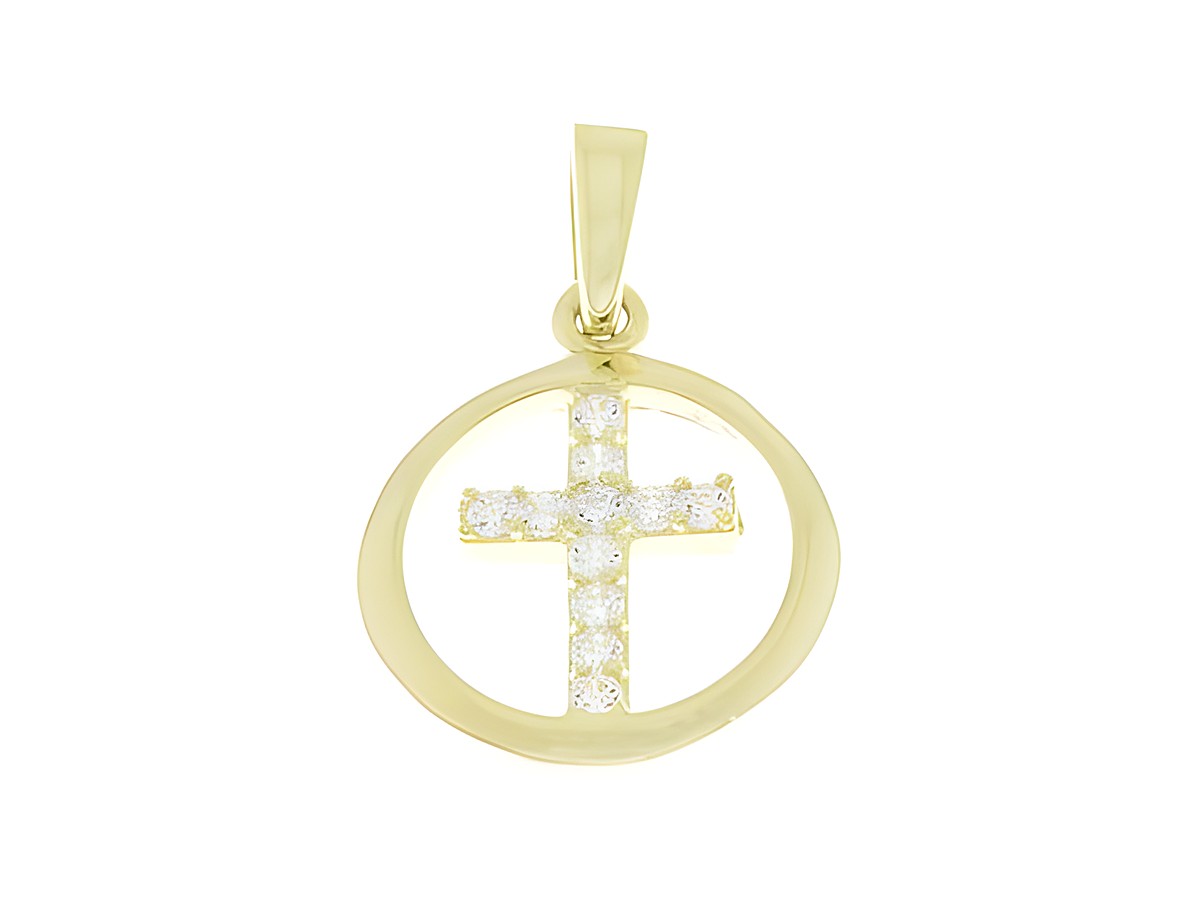 Anhänger Kreuz mit Kreuz in Silber, verziert mit strahlenden Zirkonia-Steinen, Hersteller: Juwelier Harnisch, mit Stein.