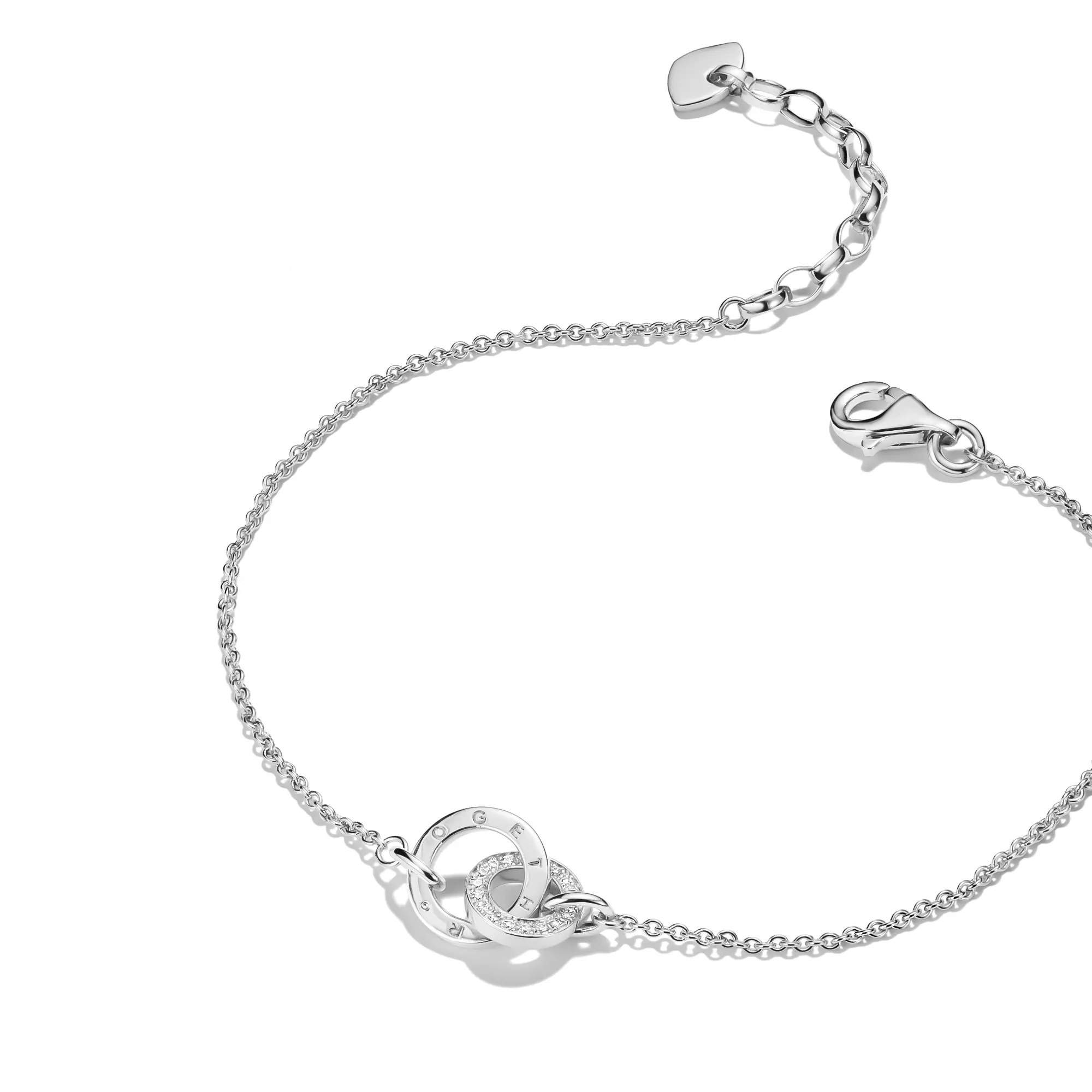 Thomas Sabo Armband Together mit weißem Zirkonia – Silber – kleine Doppelringe – 19 cm – Ansicht 2