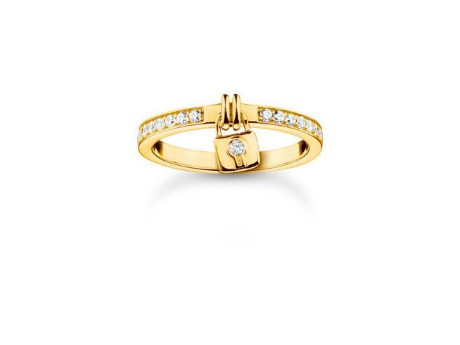 Thomas Sabo Ring TR2371-414-14-58 aus vergoldetem Sterling Silber mit weißen Zirkonia, elegant gestalteter Ring in Größe 58, ideal für besondere Anlässe.