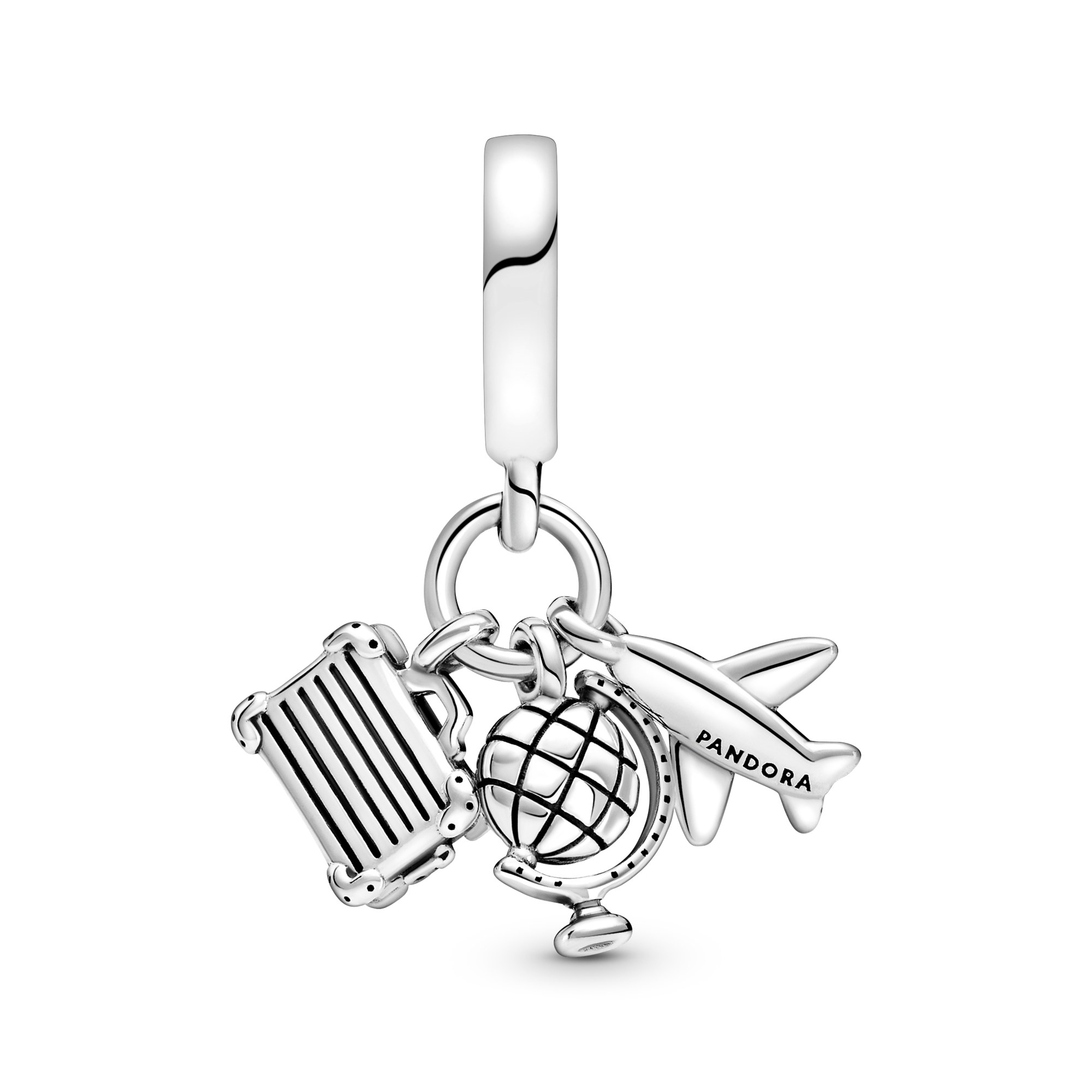 Pandora Silber Flugzeug, Globus & Koffer Charm baumeln – Ansicht 5