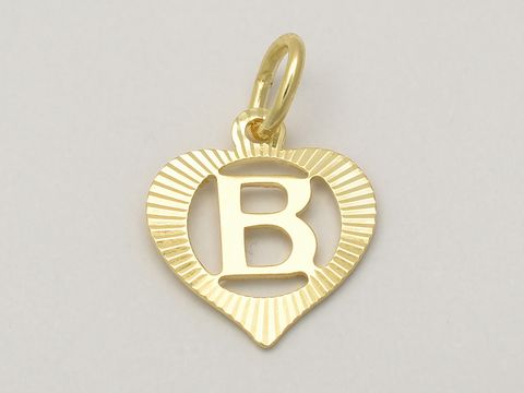 47415-0 Herz Anhänger mit dem Buchstaben B aus 333 Gold, diamantiert, hergestellt von Juwelier Harnisch, elegantes Design für besonderen Schmuck.