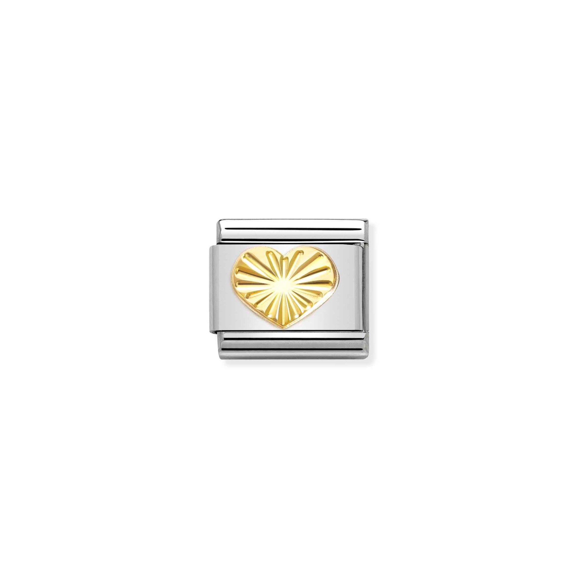 Nomination Composable Classic Charm Herz - Edelstahl, Gold 750 Gelbgold, diamantiert