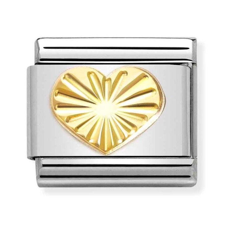 Nomination Composable Classic Charm Herz - Edelstahl, Gold 750 Gelbgold, diamantiert
